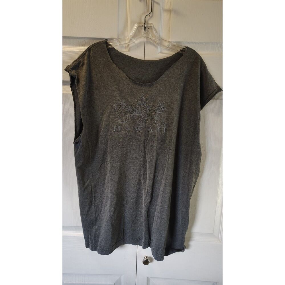 Vintage Gray Hawaii Cap Sleeve Graphic Tee / Muscle Shirt XL